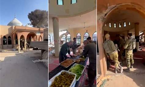 مقاطع استفزازية لجنود الاحتلال من تحویل مسجد لمطبخ فی رفح