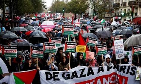 مظاهرات في فرنسا تنديدا بالمجازر الإسرائيلية في غزة