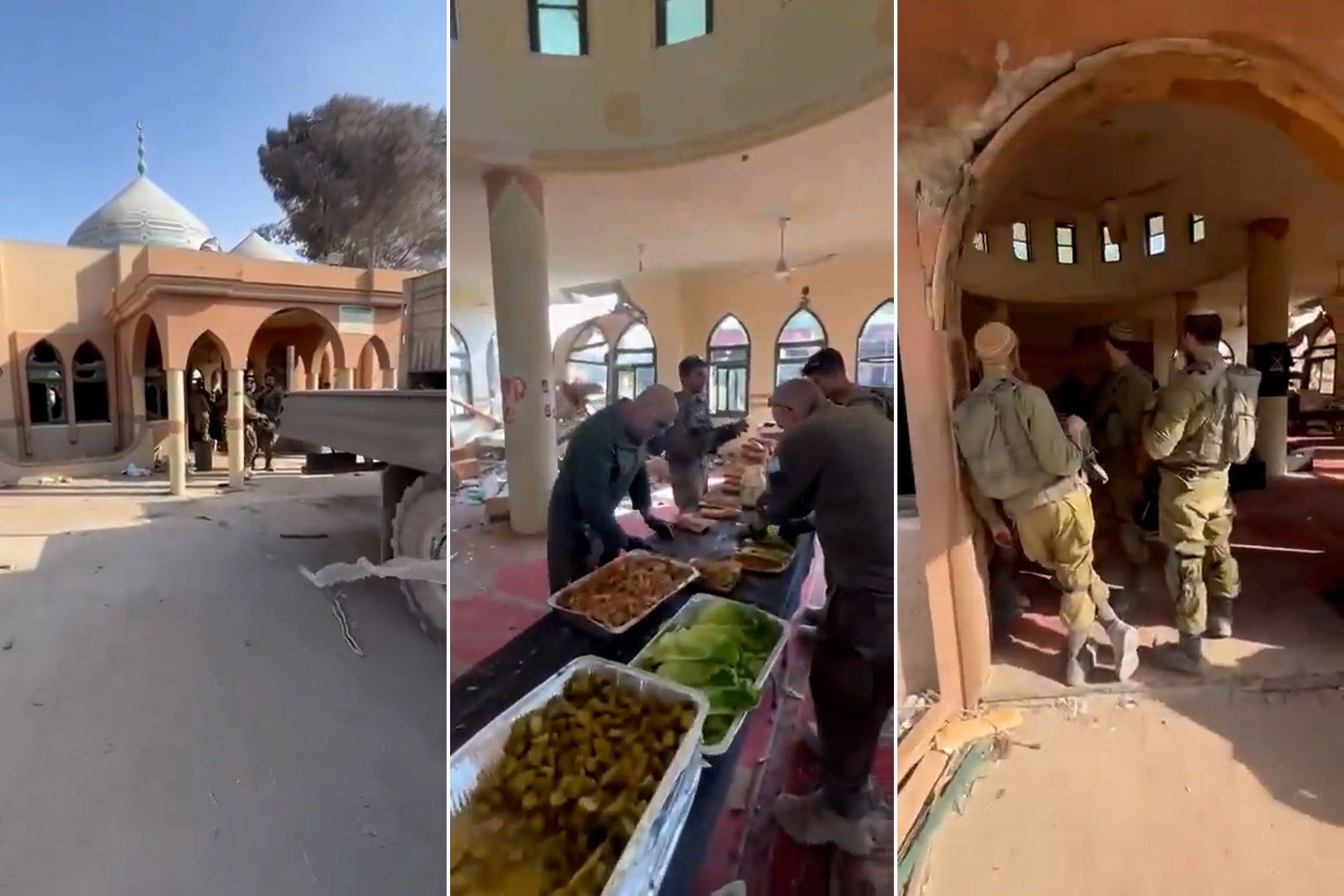 جنود اسرائليون يحولون مسجد الى مطبخ في رفح